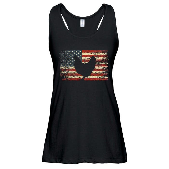 4th of July Chicken Patriotic American Flag Wo Ladies Essential Flowy Tank