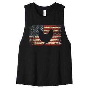 4th of July Chicken Patriotic American Flag Wo Women's Racerback Cropped Tank