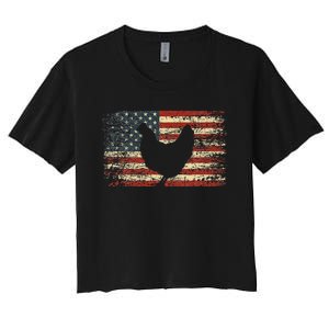 4th of July Chicken Patriotic American Flag Wo Women's Crop Top Tee