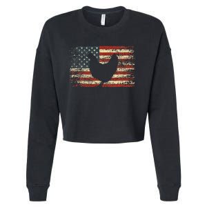 4th of July Chicken Patriotic American Flag Wo Cropped Pullover Crew