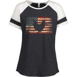 4th of July Chicken Patriotic American Flag Wo Enza Ladies Jersey Colorblock Tee