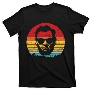 4th of July  Abe Abraham Lincoln Retro Sunset T-Shirt