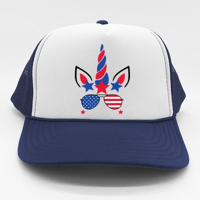 4th Of July Unicorn American Flag Patriotic Gift Trucker Hat