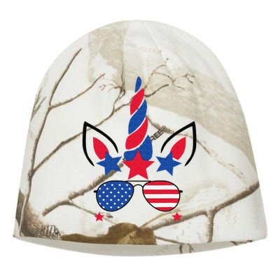 4th Of July Unicorn American Flag Patriotic Gift Kati - Camo Knit Beanie