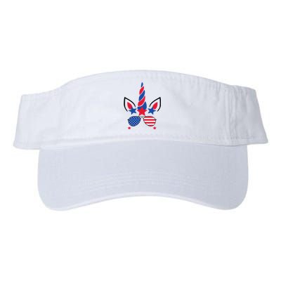 4th Of July Unicorn American Flag Patriotic Gift Valucap Bio-Washed Visor