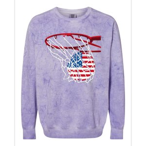 4th Of July American Patriotic Basketball Independence Day US Flag Gift Colorblast Crewneck Sweatshirt