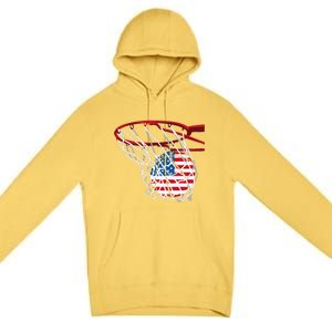 4th Of July American Patriotic Basketball Independence Day US Flag Gift Premium Pullover Hoodie