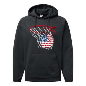 4th Of July American Patriotic Basketball Independence Day US Flag Gift Performance Fleece Hoodie