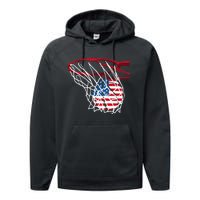 4th Of July American Patriotic Basketball Independence Day US Flag Gift Performance Fleece Hoodie