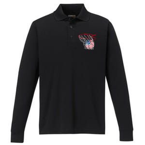 4th Of July American Patriotic Basketball Independence Day US Flag Gift Performance Long Sleeve Polo