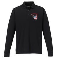 4th Of July American Patriotic Basketball Independence Day US Flag Gift Performance Long Sleeve Polo