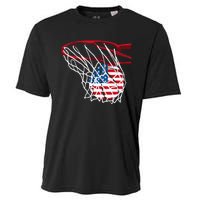 4th Of July American Patriotic Basketball Independence Day US Flag Gift Cooling Performance Crew T-Shirt