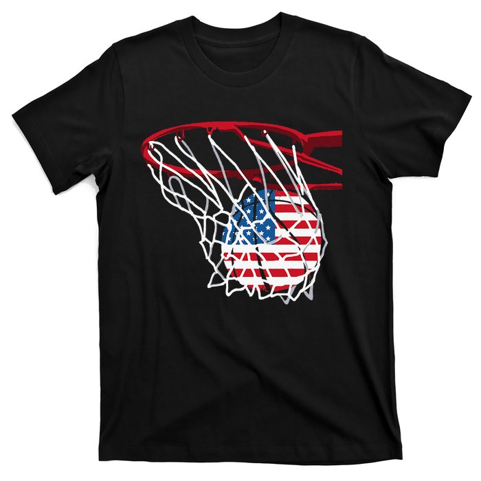 4th Of July American Patriotic Basketball Independence Day US Flag Gift T-Shirt