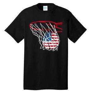 4th Of July American Patriotic Basketball Independence Day US Flag Gift Tall T-Shirt