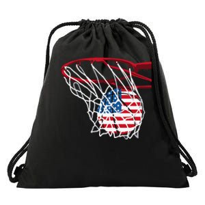 4th Of July American Patriotic Basketball Independence Day US Flag Gift Drawstring Bag