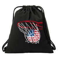 4th Of July American Patriotic Basketball Independence Day US Flag Gift Drawstring Bag