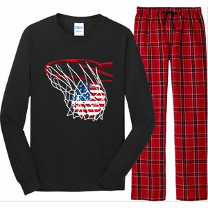 4th Of July American Patriotic Basketball Independence Day US Flag Gift Long Sleeve Pajama Set