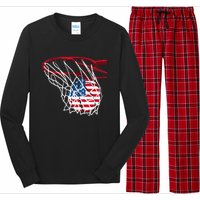 4th Of July American Patriotic Basketball Independence Day US Flag Gift Long Sleeve Pajama Set