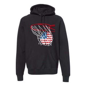 4th Of July American Patriotic Basketball Independence Day US Flag Gift Premium Hoodie