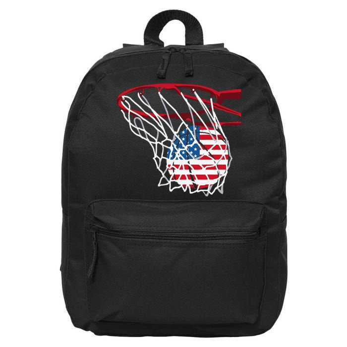 4th Of July American Patriotic Basketball Independence Day US Flag Gift 16 in Basic Backpack