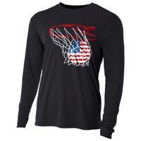 4th Of July American Patriotic Basketball Independence Day US Flag Gift Cooling Performance Long Sleeve Crew