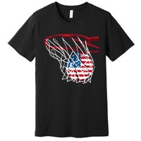 4th Of July American Patriotic Basketball Independence Day US Flag Gift Premium T-Shirt