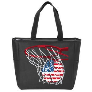 4th Of July American Patriotic Basketball Independence Day US Flag Gift Zip Tote Bag