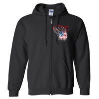 4th Of July American Patriotic Basketball Independence Day US Flag Gift Full Zip Hoodie