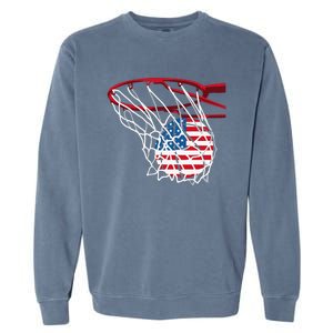 4th Of July American Patriotic Basketball Independence Day US Flag Gift Garment-Dyed Sweatshirt