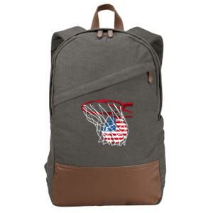 4th Of July American Patriotic Basketball Independence Day US Flag Gift Cotton Canvas Backpack