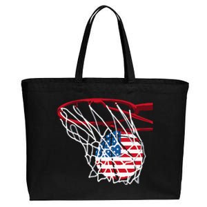 4th Of July American Patriotic Basketball Independence Day US Flag Gift Cotton Canvas Jumbo Tote