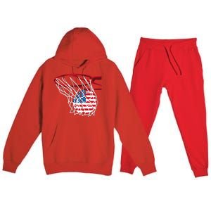 4th Of July American Patriotic Basketball Independence Day US Flag Gift Premium Hooded Sweatsuit Set