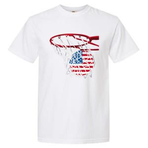 4th Of July American Patriotic Basketball Independence Day US Flag Gift Garment-Dyed Heavyweight T-Shirt