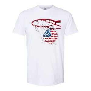 4th Of July American Patriotic Basketball Independence Day US Flag Gift Softstyle CVC T-Shirt