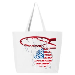 4th Of July American Patriotic Basketball Independence Day US Flag Gift 25L Jumbo Tote