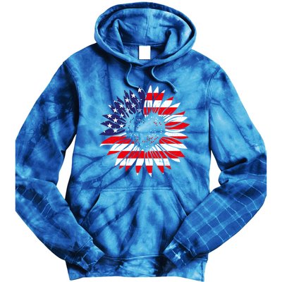 4th Of July America Sunflower Us Patriotic American Usa Flag Gift Tie Dye Hoodie