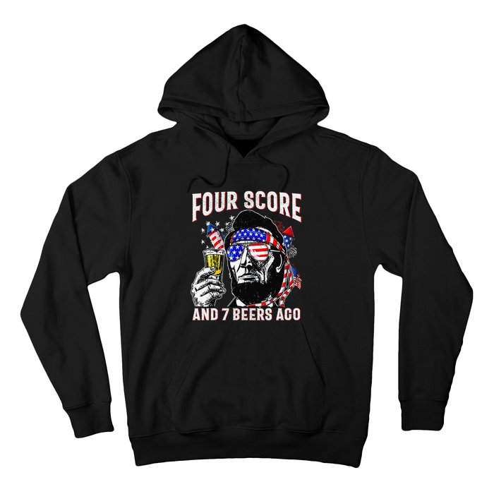 4th Of July Drinking Beer Patriot Four Score And 7 Beers Ago Gift Hoodie