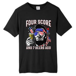 4th Of July Drinking Beer Patriot Four Score And 7 Beers Ago Gift Tall Fusion ChromaSoft Performance T-Shirt