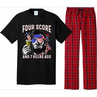 4th Of July Drinking Beer Patriot Four Score And 7 Beers Ago Gift Pajama Set