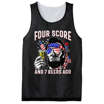 4th Of July Drinking Beer Patriot Four Score And 7 Beers Ago Gift Mesh Reversible Basketball Jersey Tank