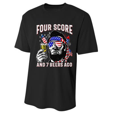 4th Of July Drinking Beer Patriot Four Score And 7 Beers Ago Gift Performance Sprint T-Shirt