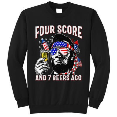 4th Of July Drinking Beer Patriot Four Score And 7 Beers Ago Gift Tall Sweatshirt