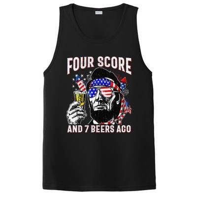 4th Of July Drinking Beer Patriot Four Score And 7 Beers Ago Gift PosiCharge Competitor Tank