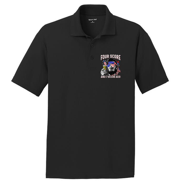 4th Of July Drinking Beer Patriot Four Score And 7 Beers Ago Gift PosiCharge RacerMesh Polo