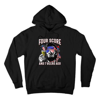 4th Of July Drinking Beer Patriot Four Score And 7 Beers Ago Gift Tall Hoodie