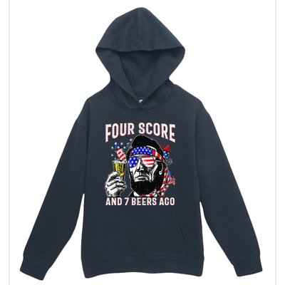 4th Of July Drinking Beer Patriot Four Score And 7 Beers Ago Gift Urban Pullover Hoodie