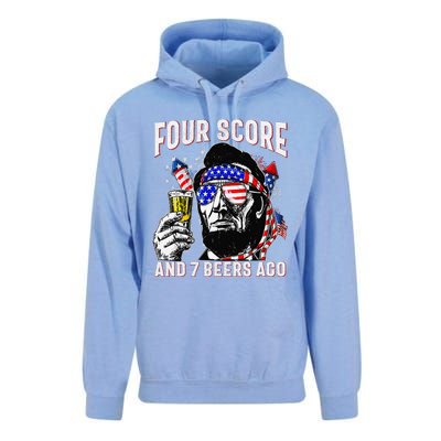 4th Of July Drinking Beer Patriot Four Score And 7 Beers Ago Gift Unisex Surf Hoodie