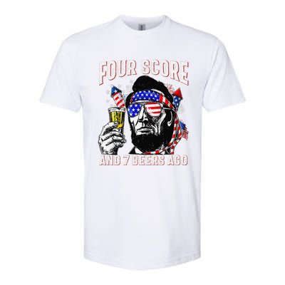 4th Of July Drinking Beer Patriot Four Score And 7 Beers Ago Gift Softstyle CVC T-Shirt