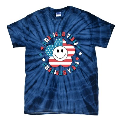 4th Of July Retro American Vibes Flower Gift Tie-Dye T-Shirt