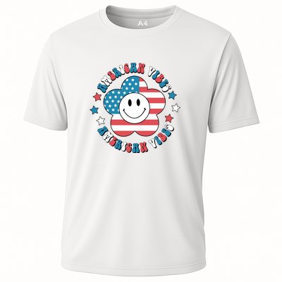 4th Of July Retro American Vibes Flower Gift Cooling Performance Crew T-Shirt